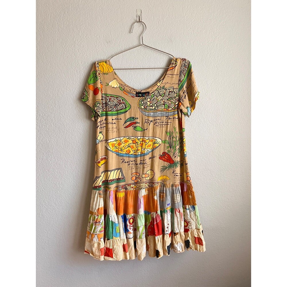 Vintage Jams World Women's Pasta Print Hattie Dress Size SMALL